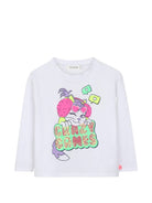 T-shirt per bambina Billieblush Kids bianca con stampa grafica gatto U22387 10P BILLIEBLUSH KIDS 