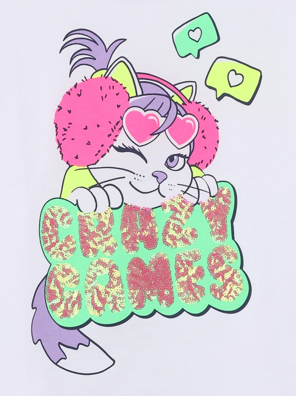 T-shirt per bambina Billieblush Kids bianca con stampa grafica gatto U22387 10P BILLIEBLUSH KIDS 