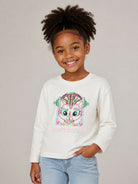 T-shirt per bambina Billieblush Kids bianca con stampa grafica sul davanti U22388 121 BILLIEBLUSH KIDS 