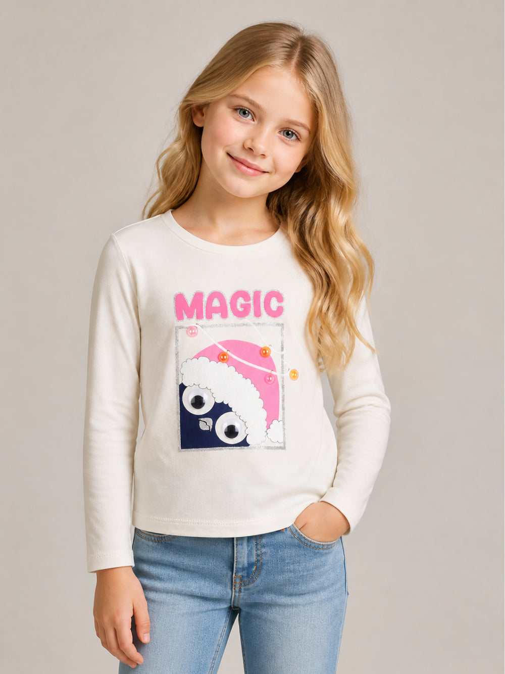 T-shirt per bambina Billieblush Kids bianca con stampa grafica U22390 121 BILLIEBLUSH KIDS 