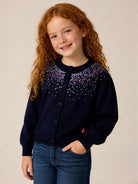 Cardigan per bambina Billieblush Kids blu con decorazione con paillettes U22394 85T BILLIEBLUSH KIDS 
