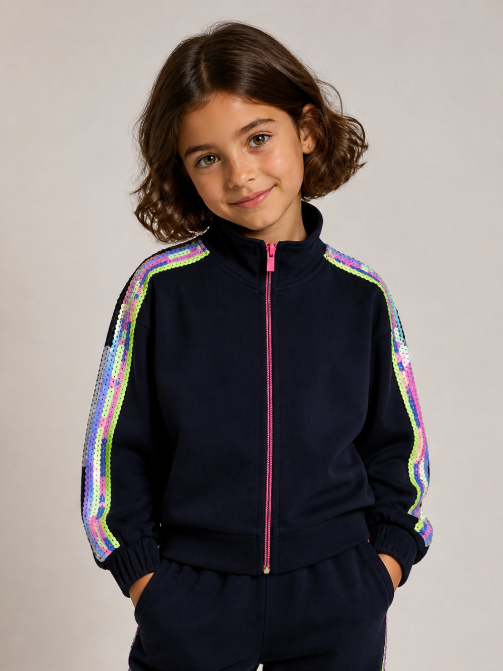 Felpa per bambina Billieblush Kids blu con decorazione con paillettes U22404 85T BILLIEBLUSH KIDS 