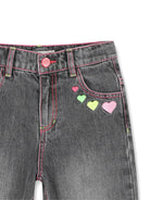 Jeans per bambina Billieblush Kids in denim grigio con ricamo a cuori U22413 Z20 BILLIEBLUSH KIDS 