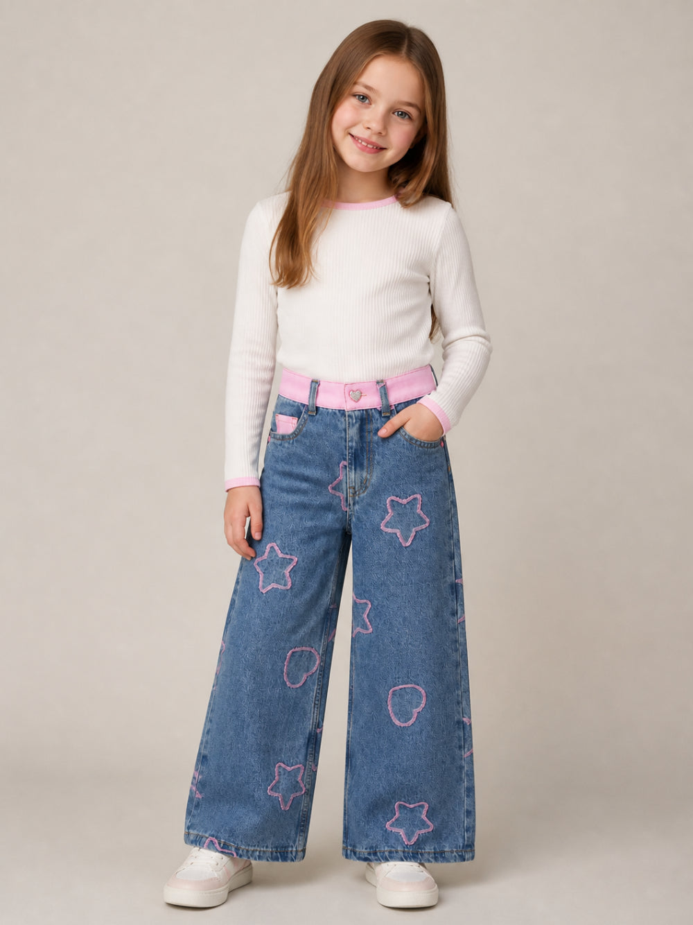 Jeans per bambina Billieblush Kids in denim con applicazioni U22416 Z10 BILLIEBLUSH KIDS 
