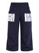 Pantaloni per bambina Billieblush Kids blu a gamba ampia con paillettes U22420 85T BILLIEBLUSH KIDS 