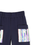 Pantaloni per bambina Billieblush Kids blu a gamba ampia con paillettes U22420 85T BILLIEBLUSH KIDS 