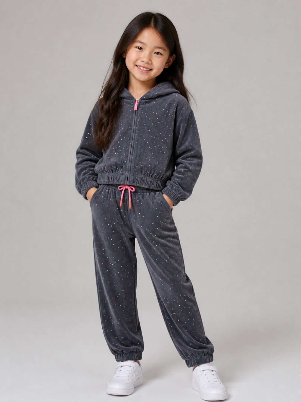 Pantaloni sportivi per bambina Billieblush Kids grigi con paillettes U22422 083 BILLIEBLUSH KIDS 