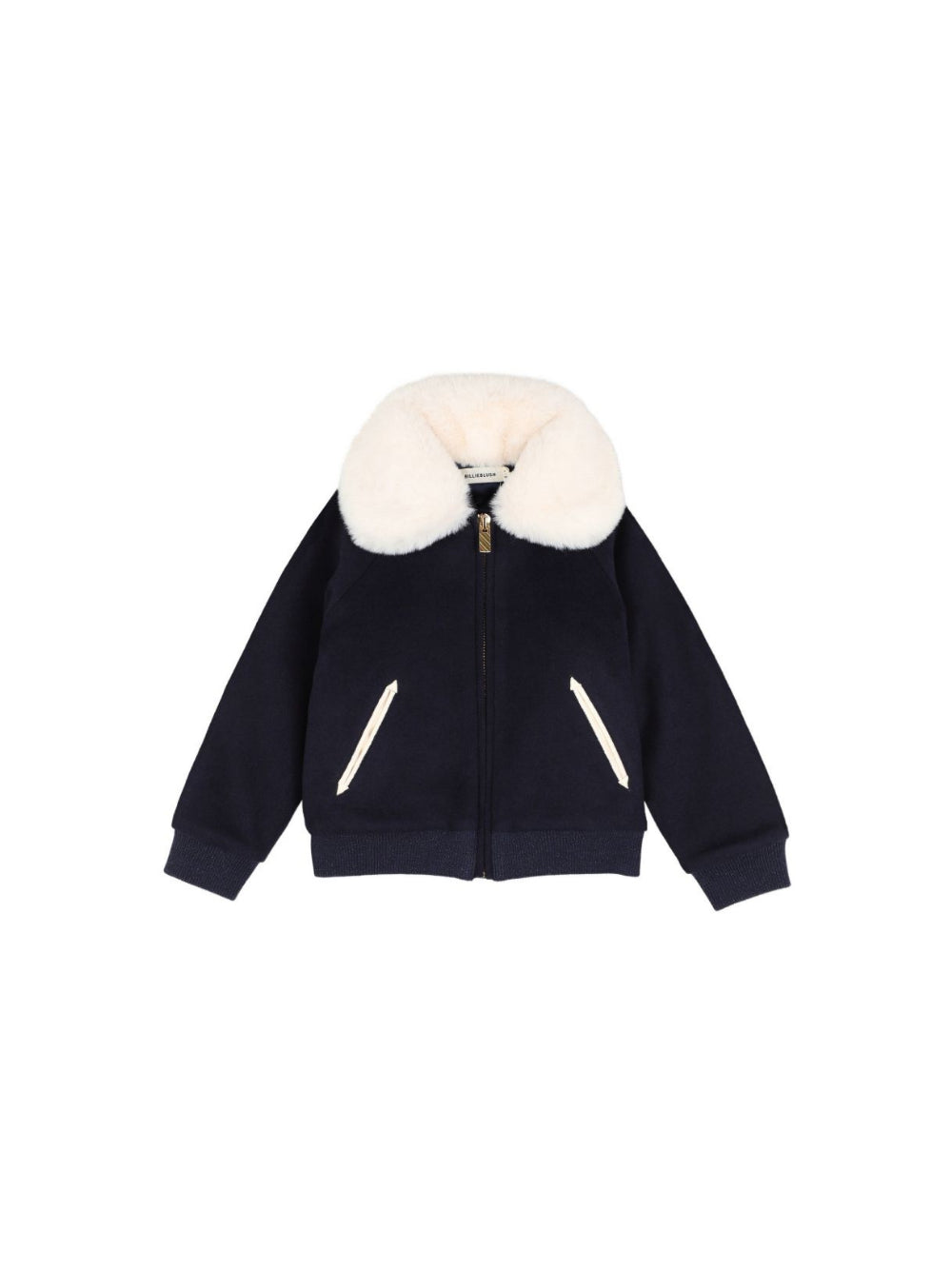 Giubbino per bambina Billieblush Kids blu con colletto in pelliccia sintetica U22431 85T BILLIEBLUSH KIDS 
