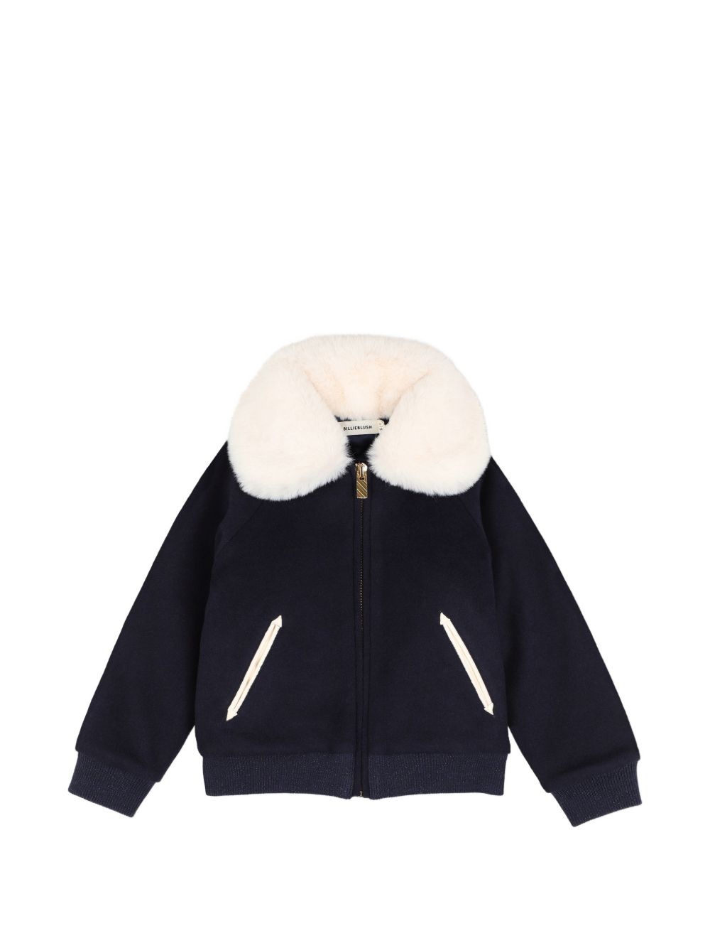 Giubbino per bambina Billieblush Kids blu con colletto in pelliccia sintetica U22431 85T BILLIEBLUSH KIDS 