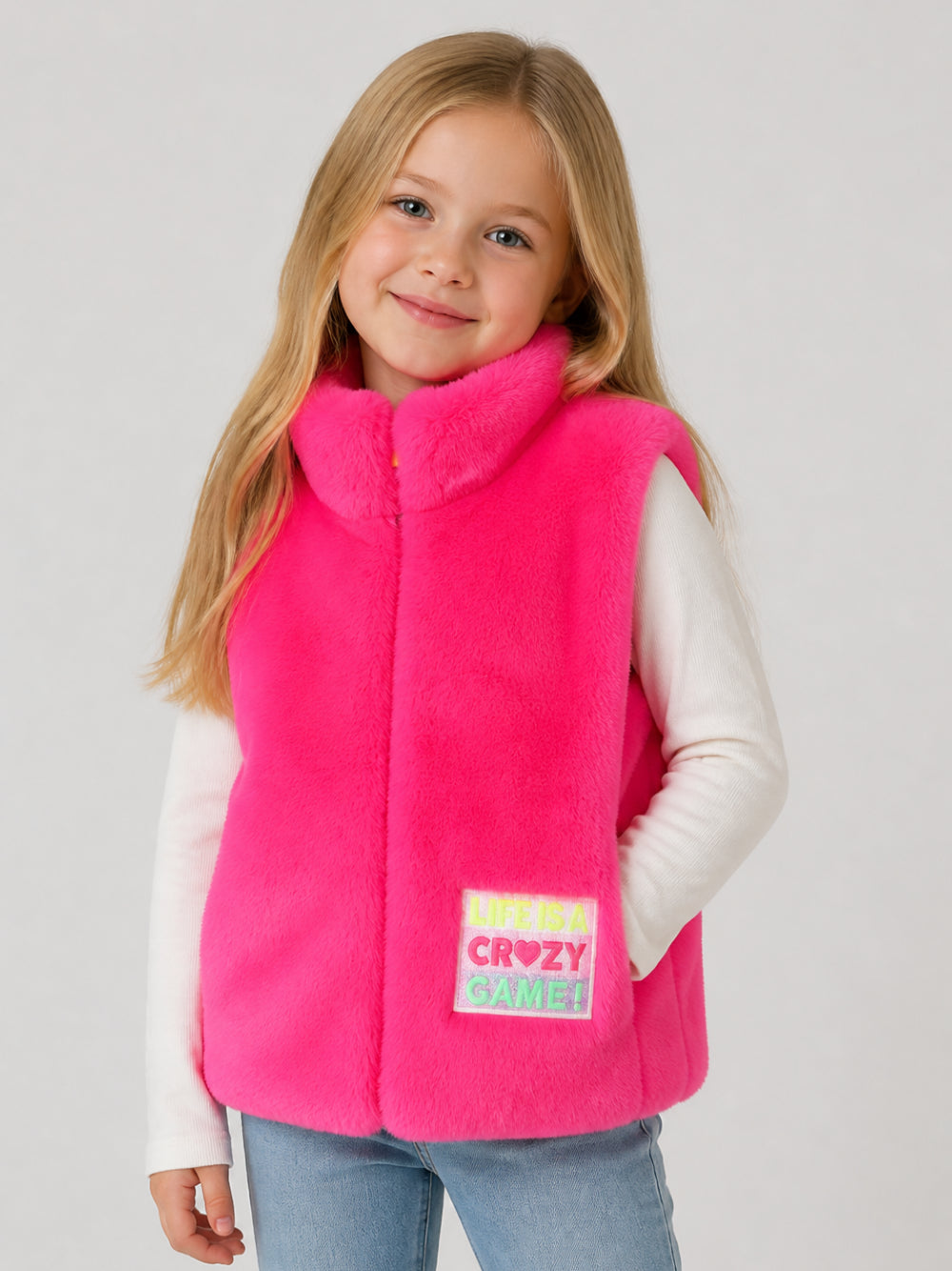 Gilet per bambina Billieblush Kids fucsia in pelliccia sintetica U22434 47A BILLIEBLUSH KIDS 