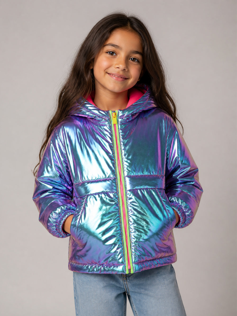 Giubbino per bambina Billieblush Kids multicolore con finitura metallizzata U22436 90E BILLIEBLUSH KIDS 