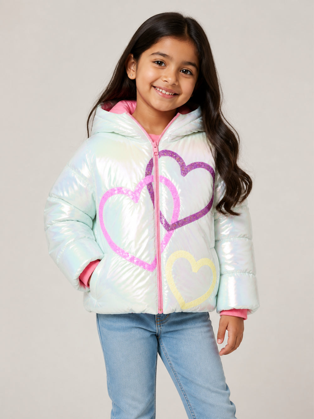 Giubbino per bambina Billieblush azzurro con design olografico U22438 78R BILLIEBLUSH KIDS 