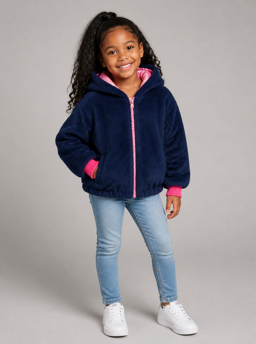 Giubbino per bambina Billieblush Kids blu con design reversibile U22439 47A BILLIEBLUSH KIDS 