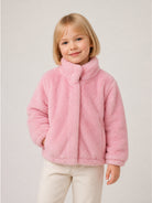 Giubbino per bambina Billieblush Kids rosa in pelliccia sintetica U22448 475 BILLIEBLUSH KIDS 