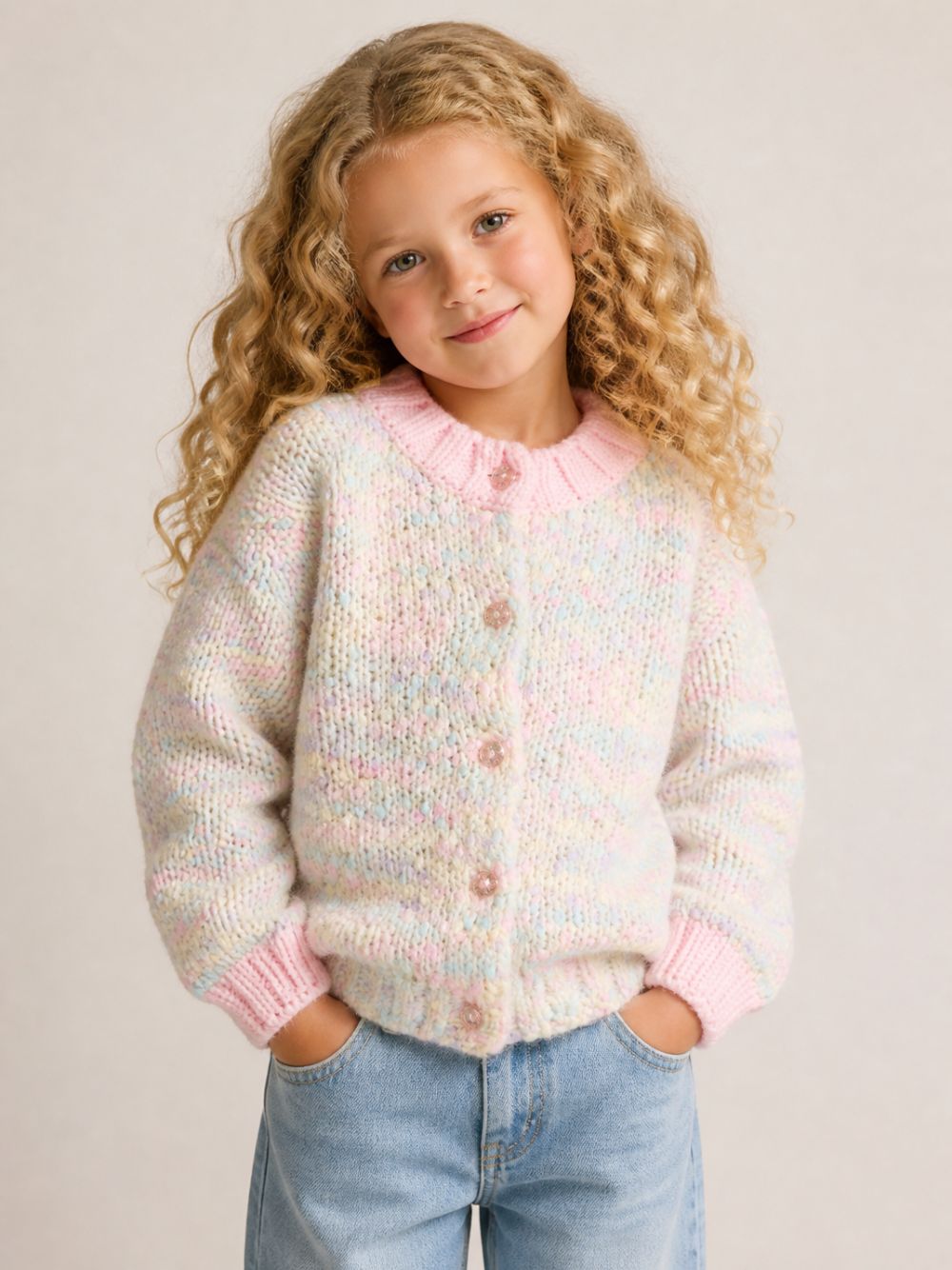 Maglione per bambina Billieblush Kids multicolore con maglia chunky U22457 Z41 BILLIEBLUSH KIDS 