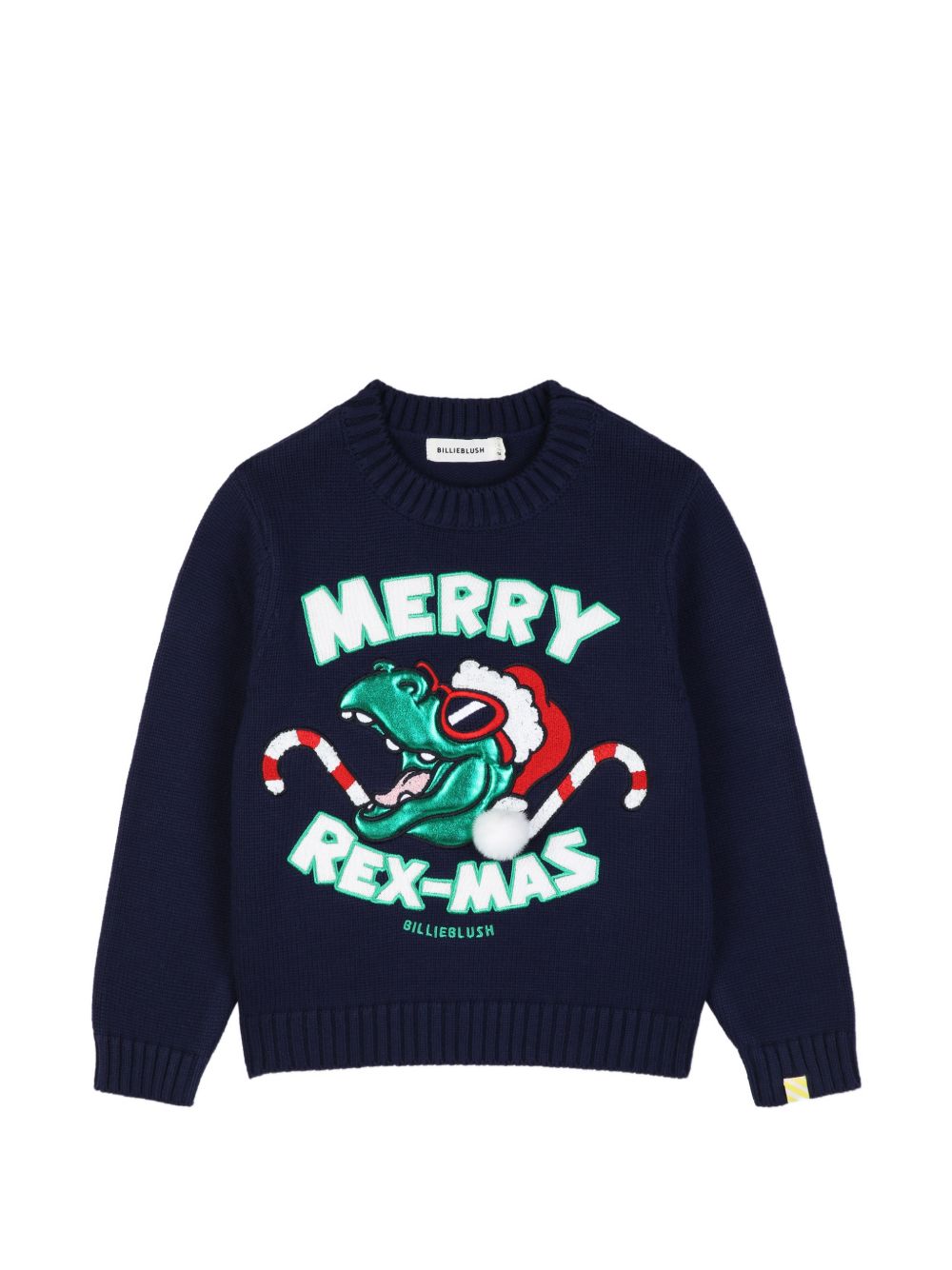 Maglione per bambino Billieblush Kids blu con scritta "Merry Rex-mas" U22464 85T BILLIEBLUSH KIDS 