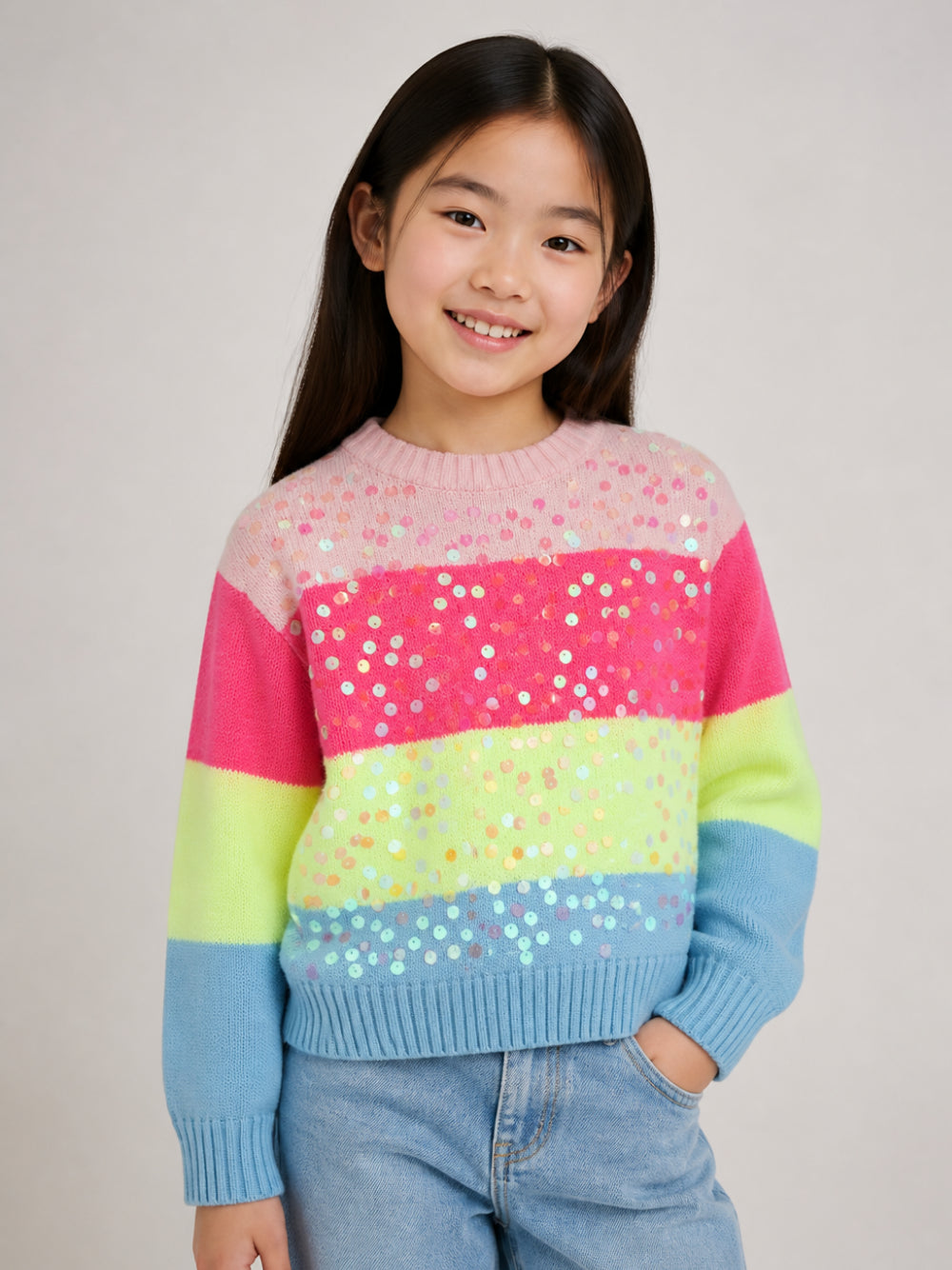 Maglione per bambina Billieblush Kids multicolore con design a righe orizzontali U22469 Z41 BILLIEBLUSH KIDS 