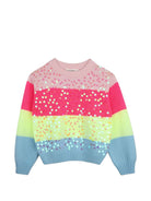 Maglione per bambina Billieblush Kids multicolore con design a righe orizzontali U22469 Z41 BILLIEBLUSH KIDS 