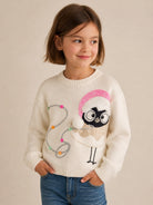 Maglione per bambina Billieblush Kids bianco con stampa grafica sul davanti U22471 121 BILLIEBLUSH KIDS 