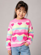Maglione per bambina Billieblush Kids rosa con decorazioni cuori all-over U22474 Z41 BILLIEBLUSH KIDS 