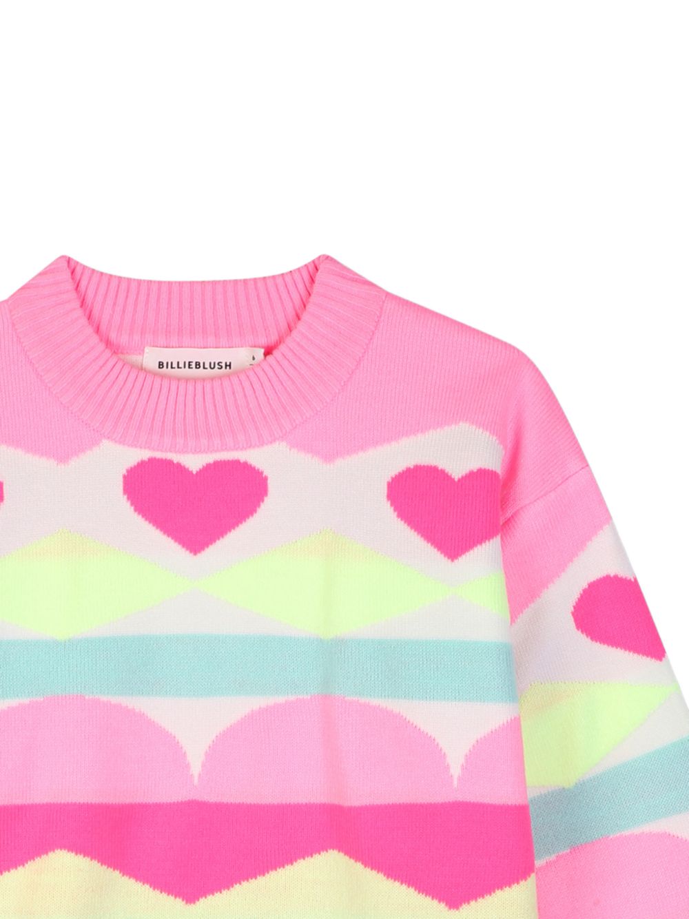 Maglione per bambina Billieblush Kids rosa con decorazioni cuori all-over U22474 Z41 BILLIEBLUSH KIDS 