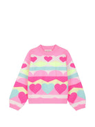 Maglione per bambina Billieblush Kids rosa con decorazioni cuori all-over U22474 Z41 BILLIEBLUSH KIDS 