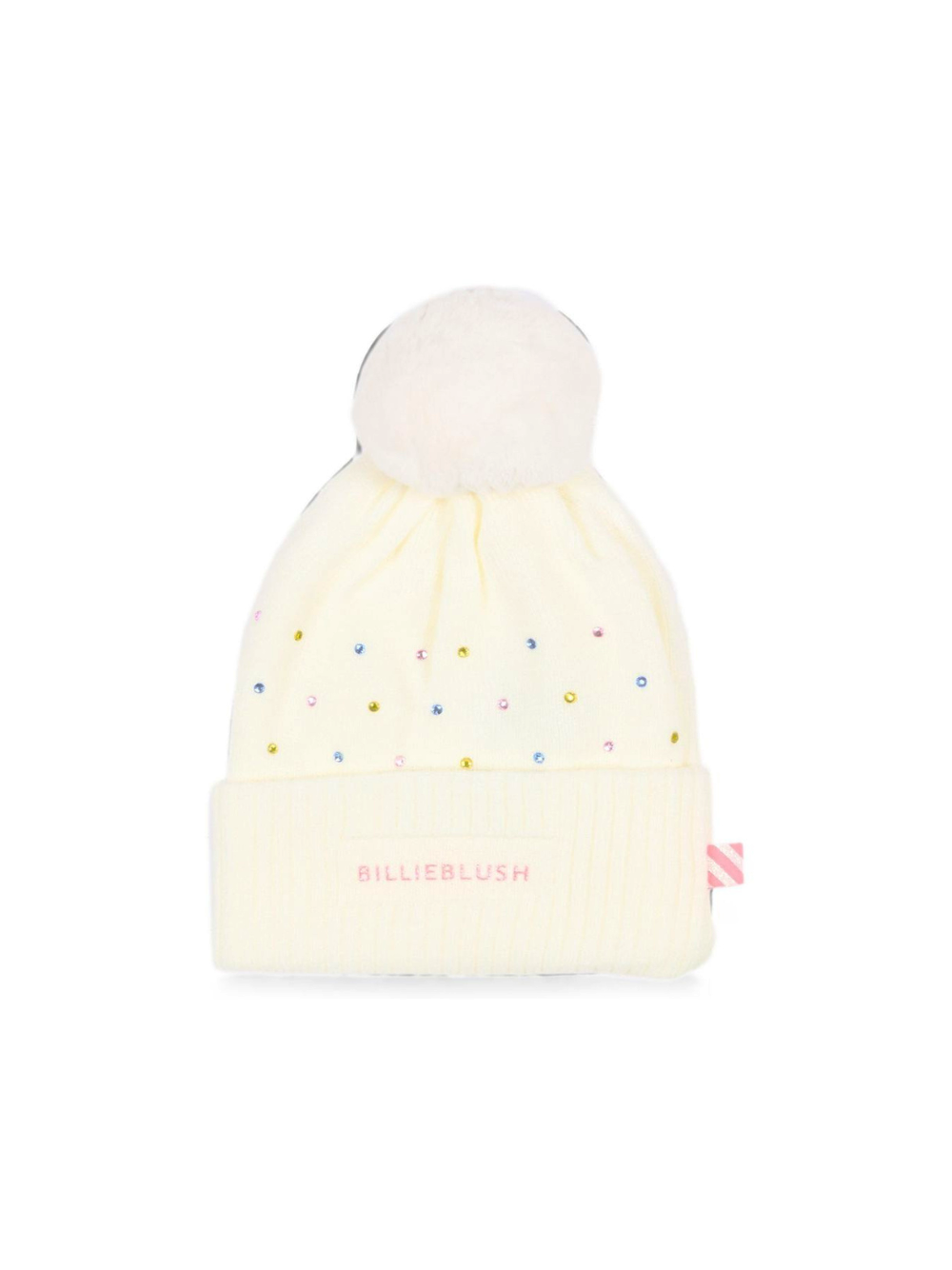 Cappello per bambina Billieblush Kids bianco con pompon e decorazioni glitter U22499 121 BILLIEBLUSH KIDS 