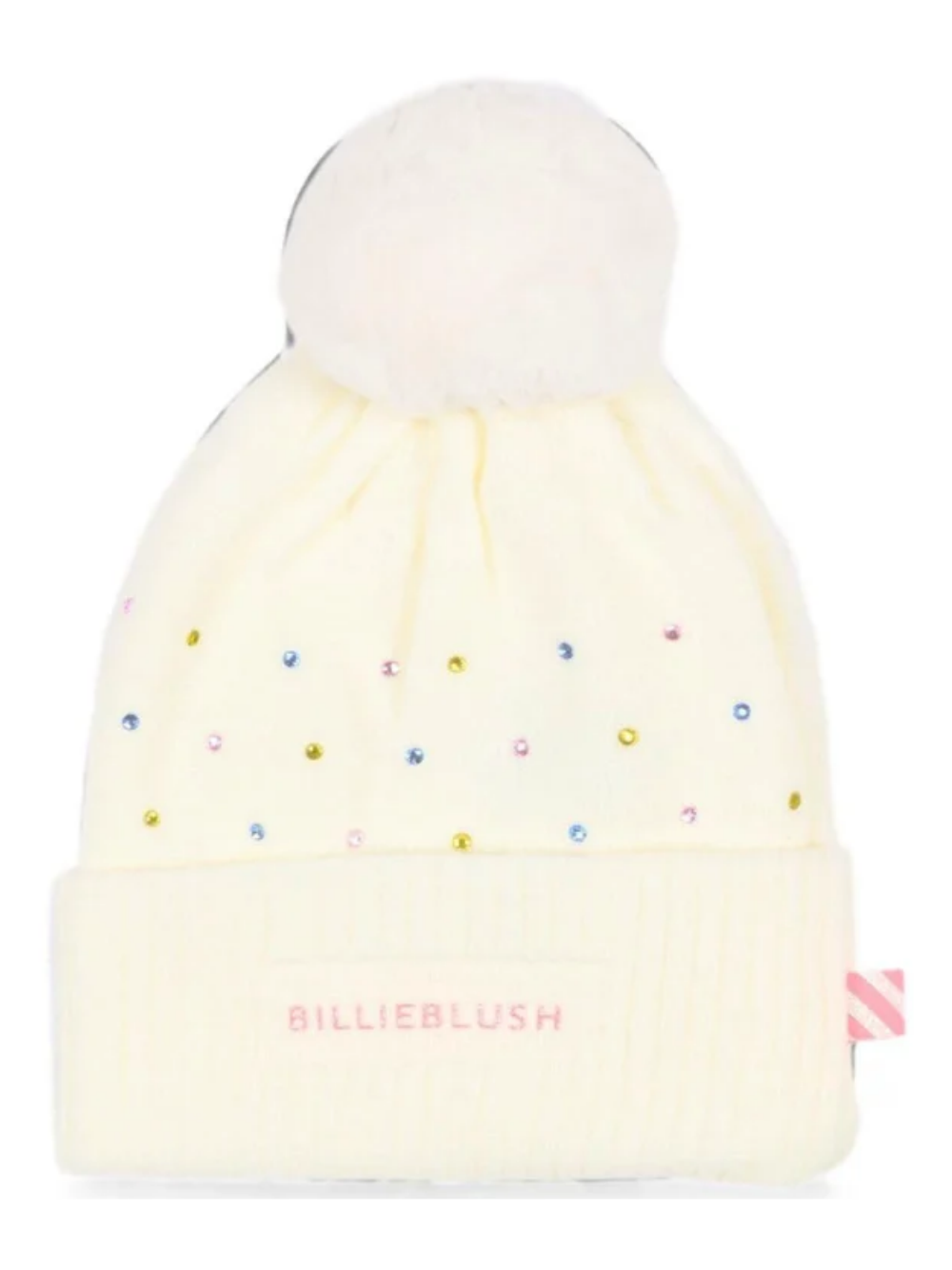 Cappello per bambina Billieblush Kids bianco con pompon e decorazioni glitter U22499 121 BILLIEBLUSH KIDS 