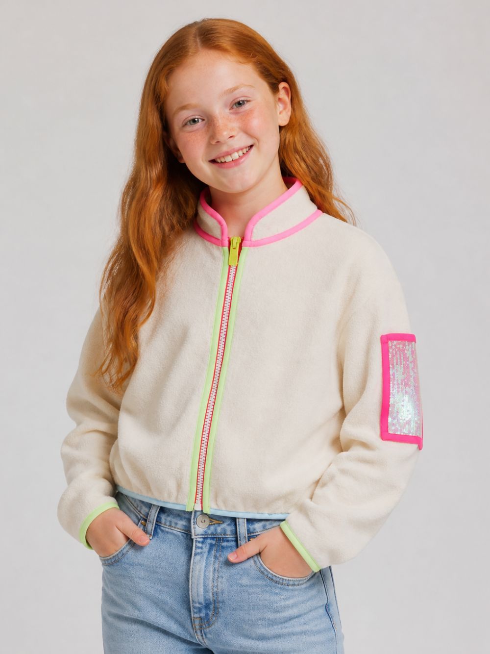 Felpa per bambina Billieblush Kids bianca con tasca patch impreziosita da paillettes U22565 243 BILLIEBLUSH KIDS 