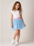 Gonna per bambina Billieblush Kids azzurra con stampa con cuori U22569 78R BILLIEBLUSH KIDS 