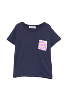 T-shirt per bambina Billieblush Kids blu con paillettes sul davanti U22582 85T BILLIEBLUSH KIDS 