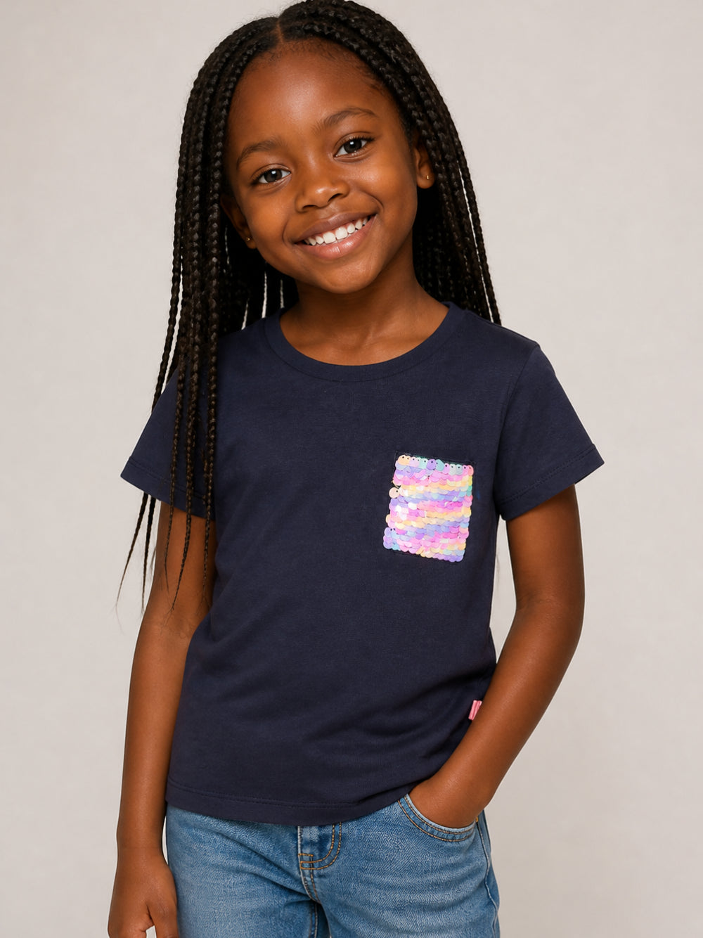 T-shirt per bambina Billieblush Kids blu con paillettes sul davanti U22582 85T BILLIEBLUSH KIDS 