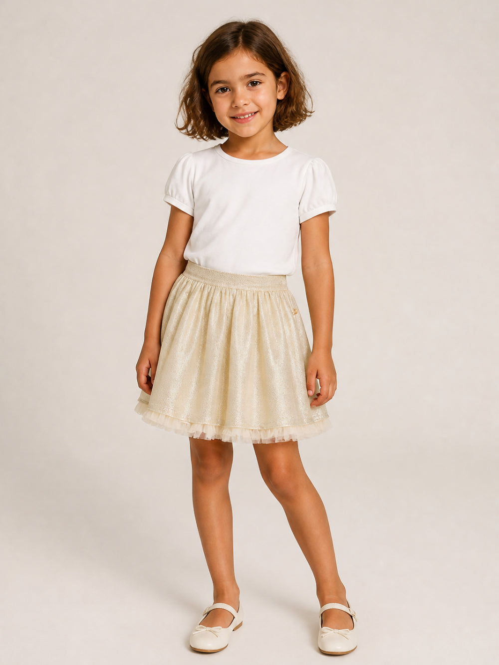 Gonna per bambina Billieblush Kids beige con effetto glitter U22599 Z99 BILLIEBLUSH KIDS 