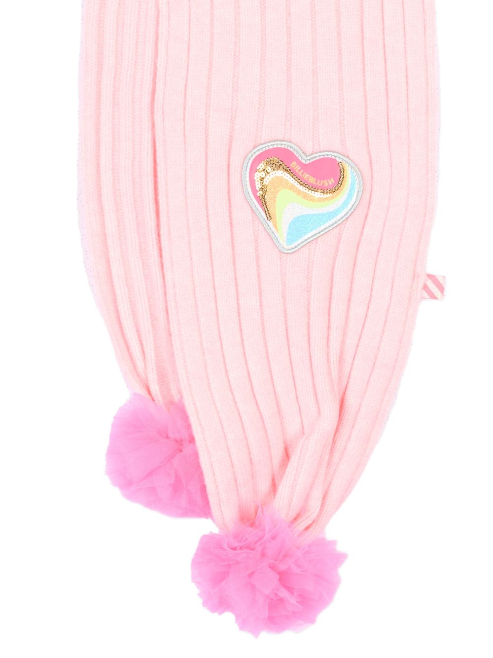 Sciarpa per bambina Billieblush Kids rosa con motivo a coste e pompon U22600 475 BILLIEBLUSH KIDS 