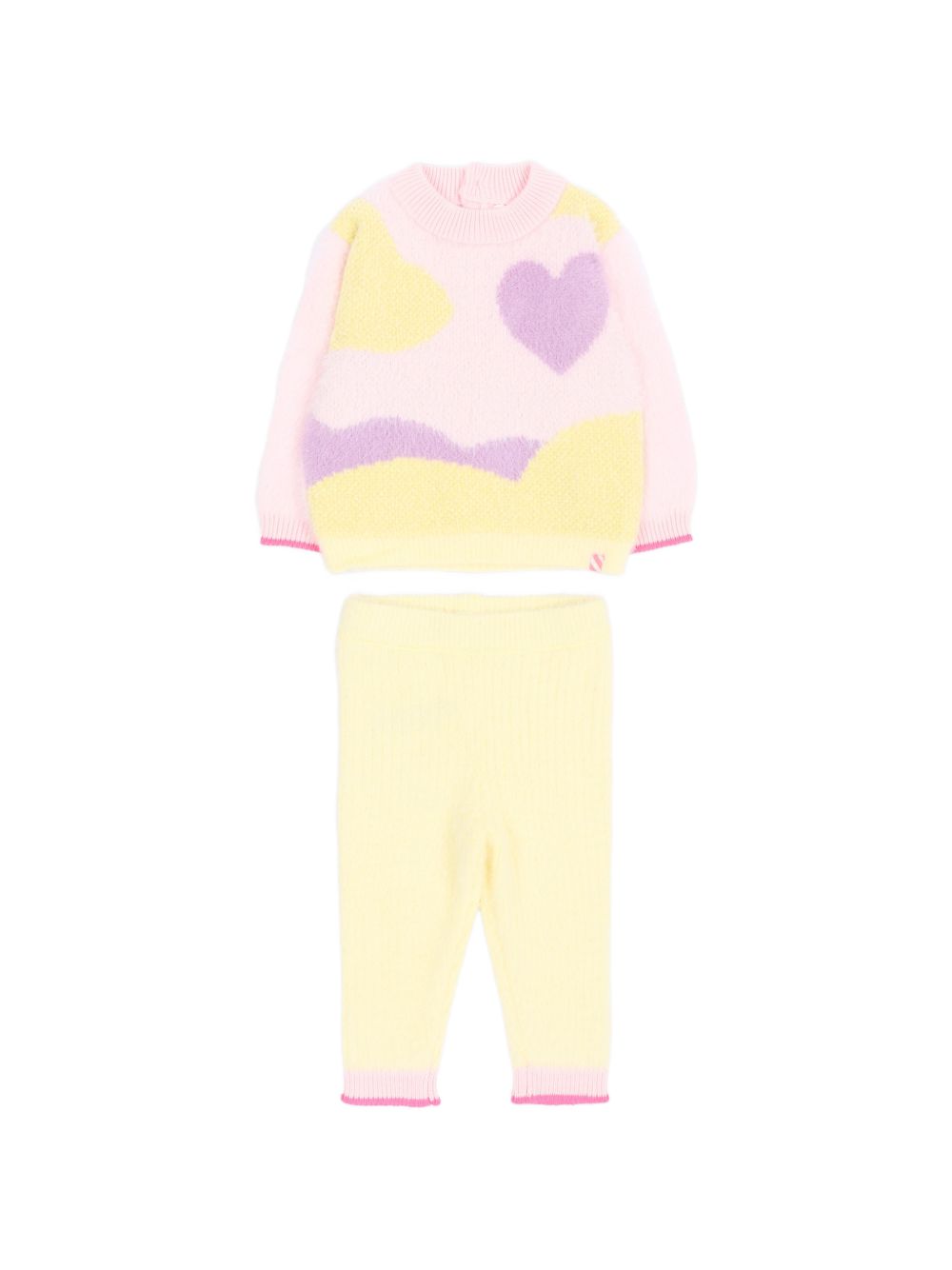 Set maglione e pantaloni per neonata Billieblush multicolore con intarsio a cuore U22619 S05 BILLIEBLUSH KIDS 