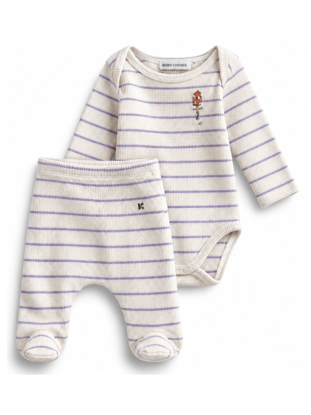 Set tutina e pantaloni per neonata Bobo Choses Kids bianco con design a righe orizzontali B226AB022 199 BOBO CHOSES KIDS 