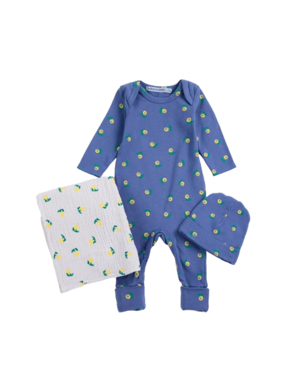 Set tutina cappellino e copertina per neonati Bobo Choses Kids blu con stampa floreale all-over B226AB023 511 BOBO CHOSES KIDS 