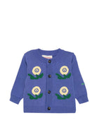 Cardigan per neonati Bobo Choses Kids viola con decorazioni floreali ricamate B226AB025 511 BOBO CHOSES KIDS 