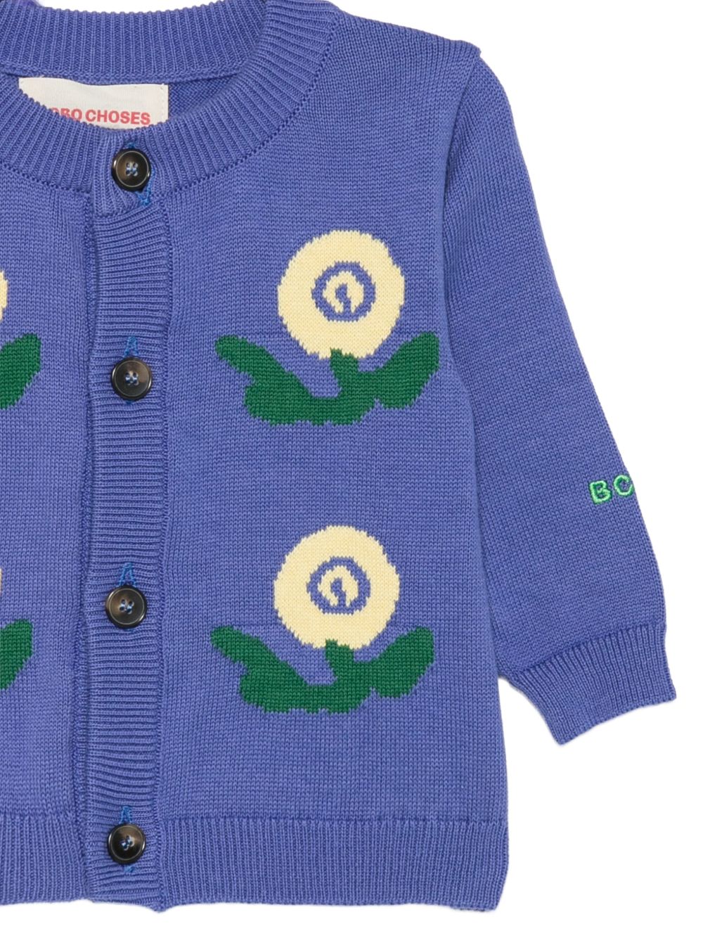 Cardigan per neonati Bobo Choses Kids viola con decorazioni floreali ricamate B226AB025 511 BOBO CHOSES KIDS 