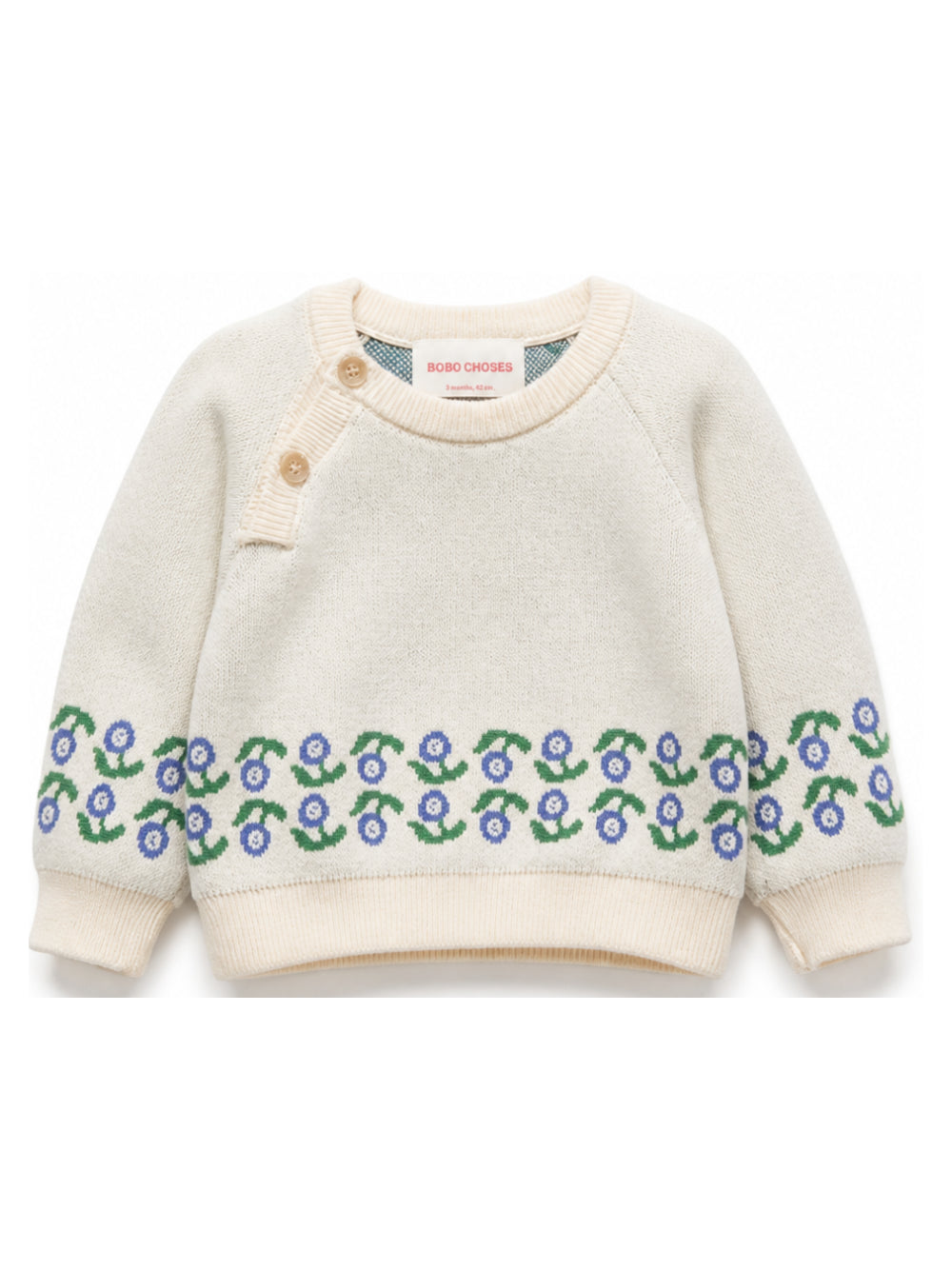 Maglione per neonato Bobo Choses Kids bianco con stampa floreale B226AB029 199 BOBO CHOSES KIDS 