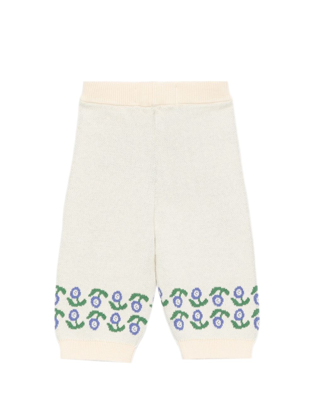 Pantaloni per neonato Bobo Choses Kids bianco con motivo floreale intarsiato B226AB030 199 BOBO CHOSES KIDS 