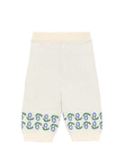 Pantaloni per neonato Bobo Choses Kids bianco con motivo floreale intarsiato B226AB030 199 BOBO CHOSES KIDS 