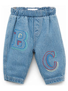 Jeans per neonato Bobo Choses Kids blu sbiadito con logo ricamato sul davanti B226AB100 421 BOBO CHOSES KIDS 