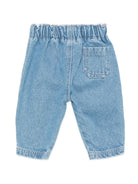 Jeans per neonato Bobo Choses Kids blu sbiadito con logo ricamato sul davanti B226AB100 421 BOBO CHOSES KIDS 