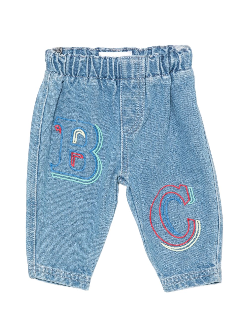 Jeans per neonato Bobo Choses Kids blu sbiadito con logo ricamato sul davanti B226AB100 421 BOBO CHOSES KIDS 
