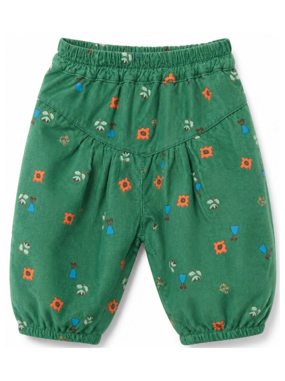 Pantaloni in velluto per neonata Bobo Choses Kids verde in velluto a coste con stampa floreale B226AB106 360 BOBO CHOSES KIDS 