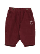 Pantaloni in velluto per neonato Bobo Choses Kids bordeaux con ricamo a gufo sul davanti B226AB107 641 BOBO CHOSES KIDS 