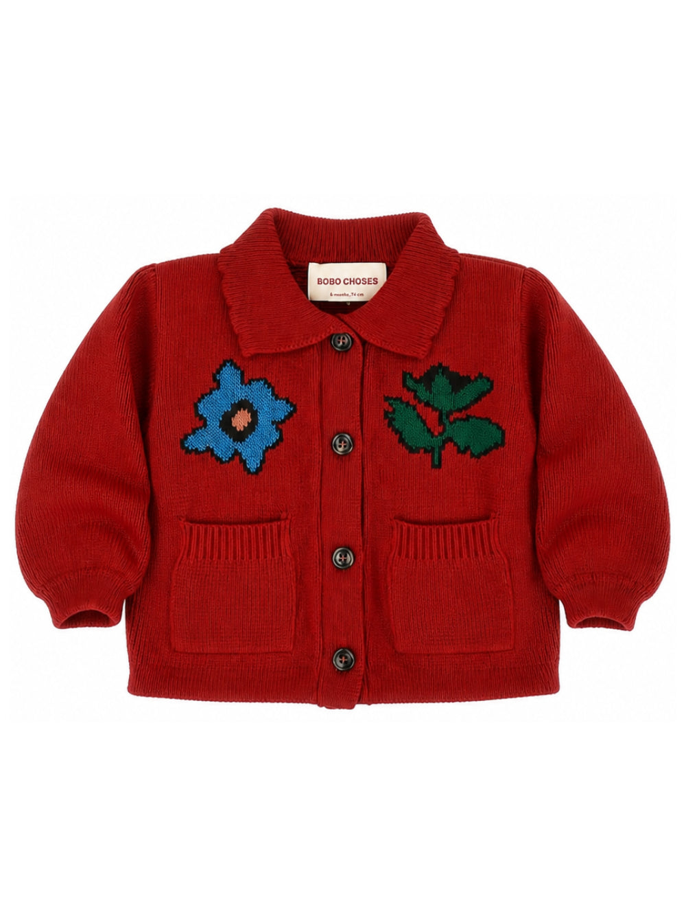 Cardigan per neonata Bobo Choses rosso con applicazioni B226AB109 611 BOBO CHOSES KIDS 