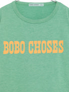 T-shirt per bambino Bobo Choses Kids verde con stampa logo sul davanti B226AC015 331 BOBO CHOSES KIDS 