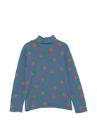 T-shirt per bambina Bobo Chose Kids blu a collo alto con stampa grafica B226AC021 411 BOBO CHOSES KIDS 